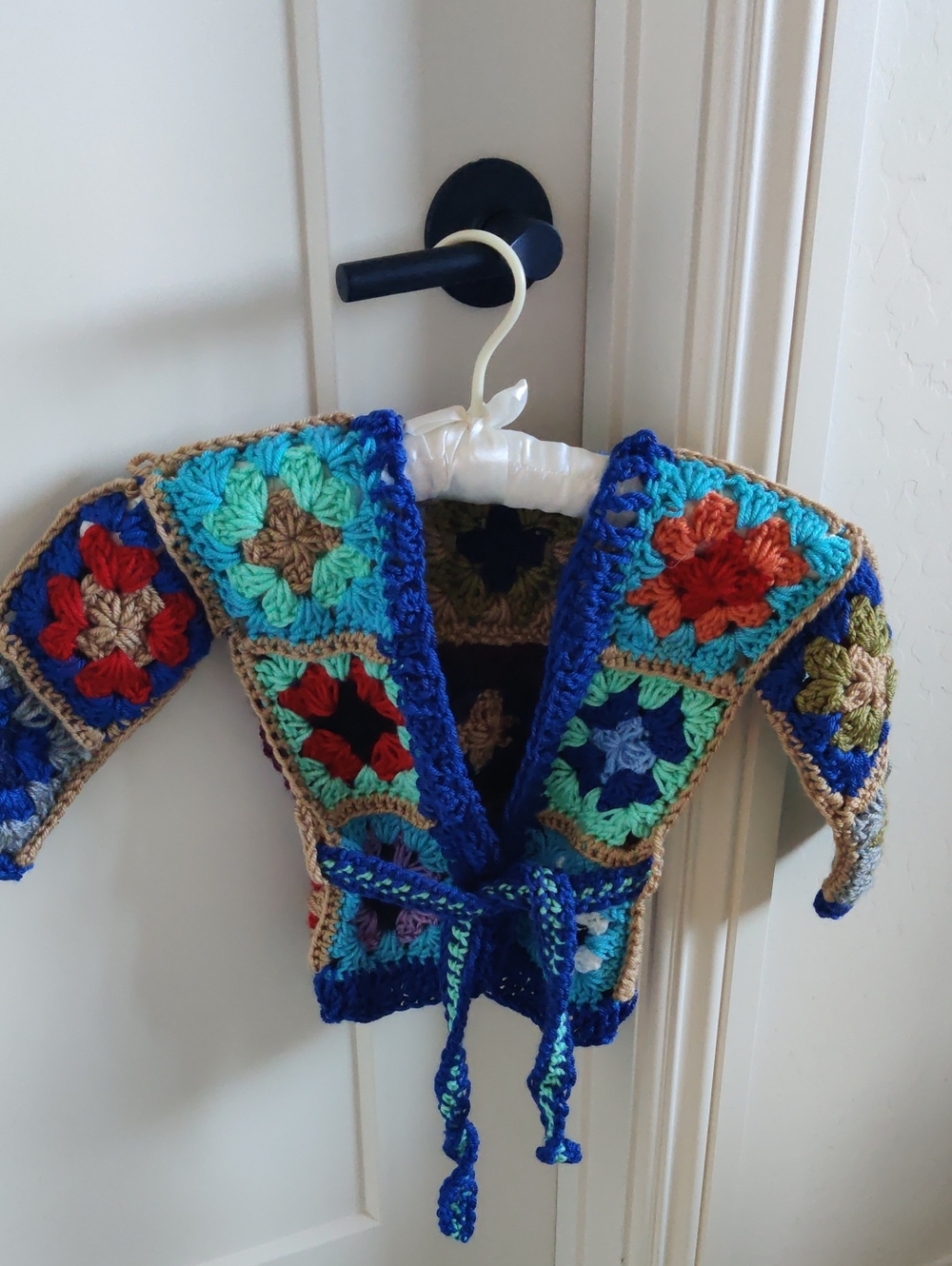 New Crocheted Granny Square Cardigan W/Belt Toddler